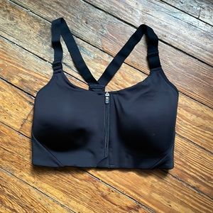 All in motion black zip front sports bra size 34d